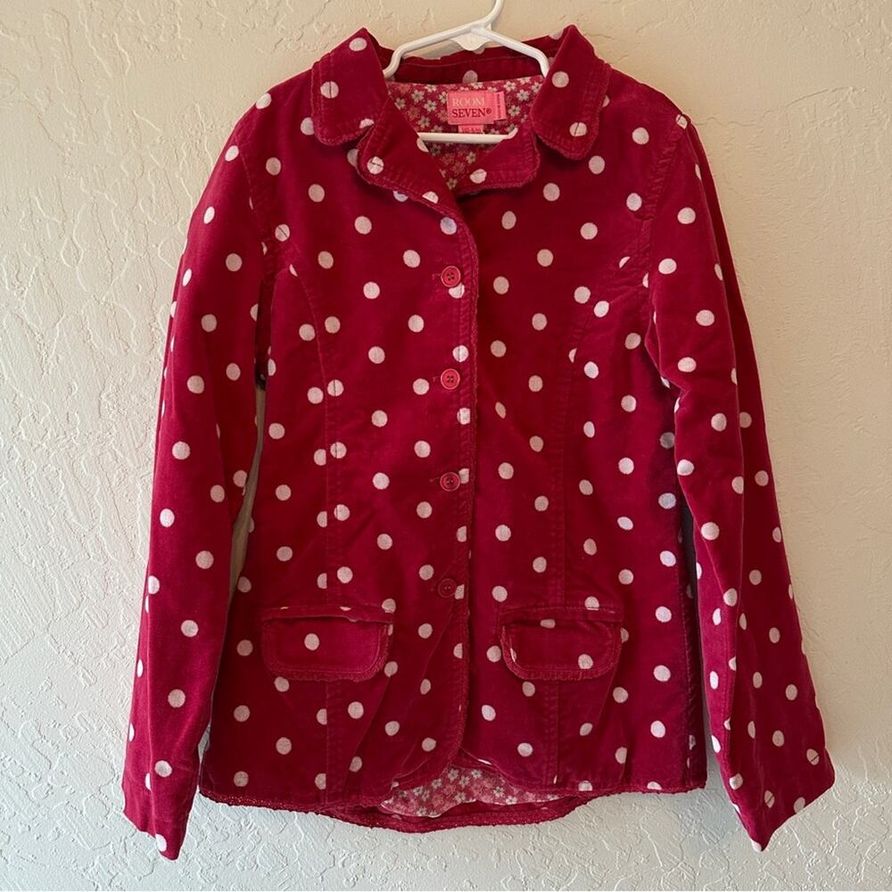 GARNET HILL | Room Seven Girls Brushed Corduroy Polka Dot Cato Blazer NEW 9-10y